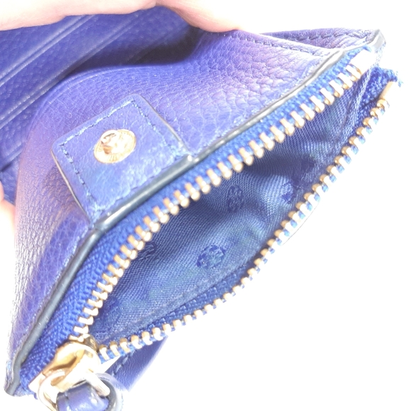Tory Burch Small Blue Leather Purse/ Wallet. Cards Notes & Coin Sections - Picture 7 of 12